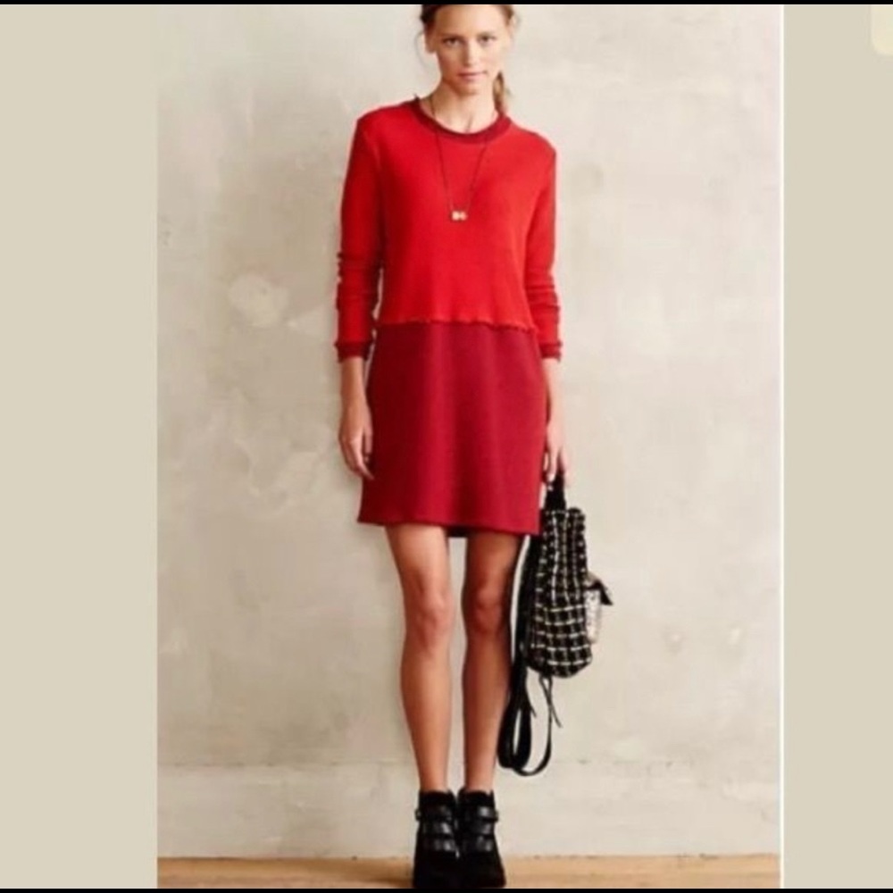 ANTHROPOLOGIE AMADI Red & Black Dress, Sz M